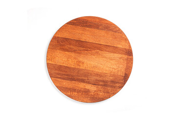 Empty wood cutting board on white isolated background for food cooking in vintage.