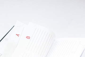 Notepad with pencil and office tools. BUSINESS and finance concept.