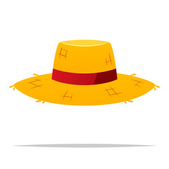Straw hat vector isolated illustration