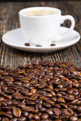 aromatic coffee and whole coffee beans