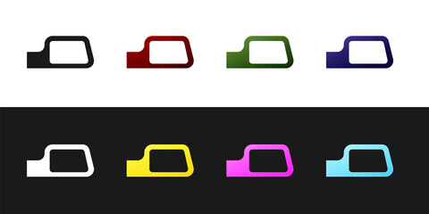Set Car mirror icon isolated on black and white background. Vector.