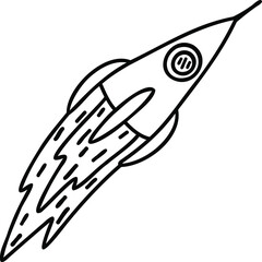 hand drown doodle rocket, details