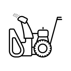 Simple vector icon on the theme of snow removal. An icon of a gasoline snowplow is presented. Cleaning of paths sidewalks paths from snow