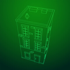 City building real estate concept. Wireframe low poly mesh vector illustration