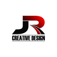 Letter JR simple racing logo design vector
