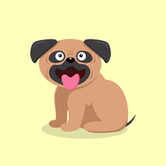 Funny puppy pug dog Vector illustration