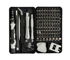 Set of tools in the case, suitcase or tool kit