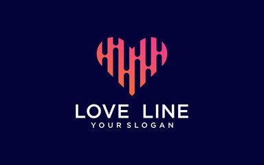 Heart vector symbol. Valentines day ribbon logotype. Abstract line medical health logo