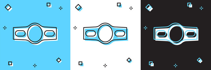 Set Boxing belt icon isolated on blue and white, black background. Belt boxing sport championship winner fight award. Vector.