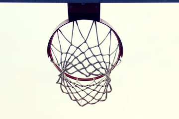 Basketball sport outdoor activity net rim on white background. 