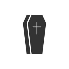 Obraz premium Coffin icon. Burial black silhouette vector illustration isolated on white.