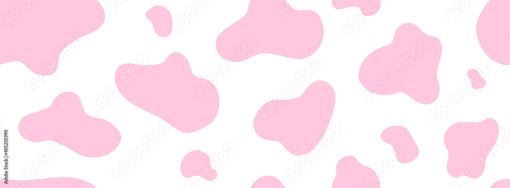 Wall mural pink cow seamless pattern. vector long abstract background with repeated stains on a white backgroun