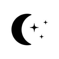 Moon icon vector. Moon an star icon. Logo illustration on white background. Flat design style.