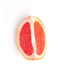 Naklejka na ściany i meble Fresh orange cut grapefruit half and slices isolated on white background
