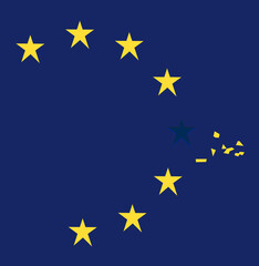 European star fallen from European flag 