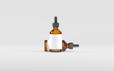 Dropper Bottle Mockup 3D Illustration - Two Bottles