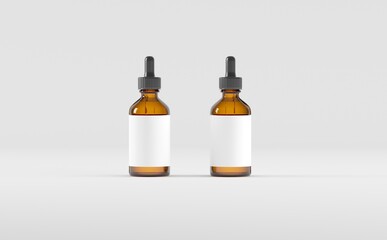 Dropper Bottle Mockup 3D Illustration - Two Bottles