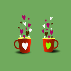 Fully heart in love coffee cup ,Valentine 's day concept.