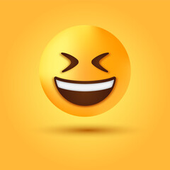 Grinning Face with Squinting Eyes emoji, Smiling Face with Open Mouth and Tightly Closed Eyes, happy smiley emoticon, big grin Laughing character	