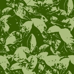 Seamless vector pattern - tea leaves. Abstract green natural background.