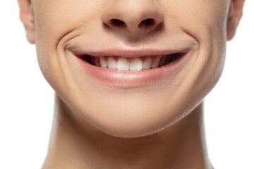 Smile. Close up face of young man isolated on white studio background. Caucasian attractive male model. Concept of fashion and beauty, self-care, body and skin care. Handsome boy with well-kept skin.