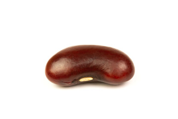 Close-up single red bean or kidney bean isolated on white background.  