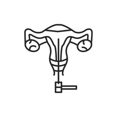 Hysteroscopy line black icon. Female reproductive system checkup. Sign for web page, mobile app, button, logo.