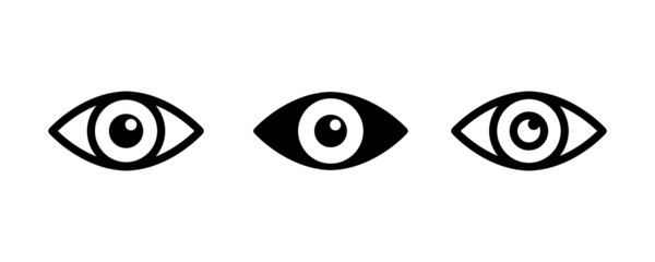 Eye , Look and Vision icons set. Web site page and mobile app design vector element. Sign of view, look, opinion, glance, peek, , glimpse, dekko, eyebeam, eyewink icon. Editable and Flat design style.