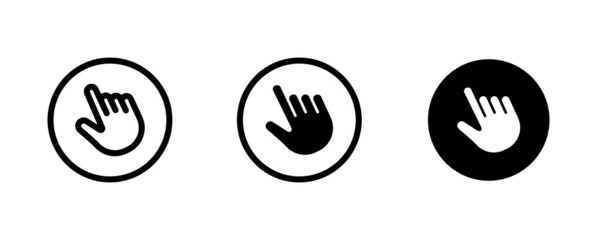 Hand touch click cursor icon set pointing closeup of hand clicking, Double tap line . linear style icon sign for mobile concept and web design. Finger touching outline editable stroke