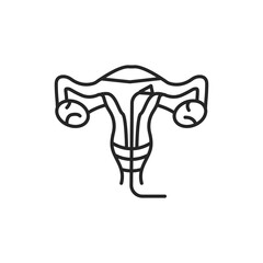 Laser treatment cervical pathology black line icon. Female reproductive system checkup. Sign for web page, mobile app, button, logo. Vector isolated element. Editable stroke.