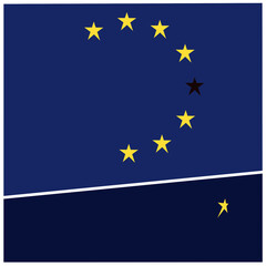 European Union flag with star missing representing the UK leaving the union 