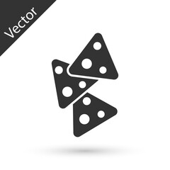 Grey Nachos icon isolated on white background. Tortilla chips or nachos tortillas. Traditional mexican fast food. Vector.