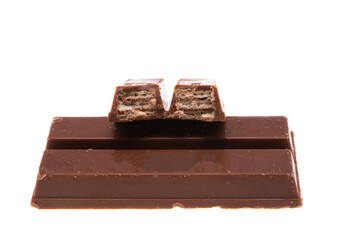 chocolate candy with crispy waffles isolated