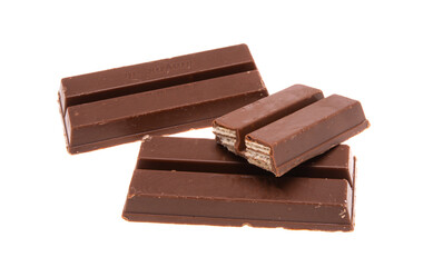 chocolate candy with crispy waffles isolated