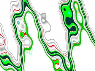 Green pink white fluid abstract background with leaves