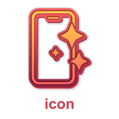 Gold Glass screen protector for smartphone icon isolated on white background. Protective film for glass. Transparent soft glass for mobile phone. Vector.