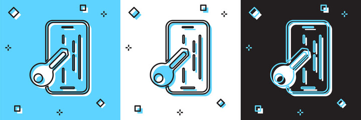 Set Glass screen protector for smartphone icon isolated on blue and white, black background. Protective film for glass. Transparent soft glass for mobile phone. Vector.