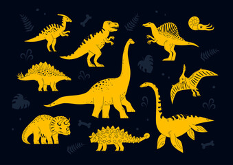 Dinosaurs collection - set of flat design style characters