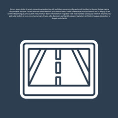 Blue line Gps device with map icon isolated on blue background. Vector.