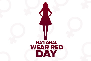 National Wear Red Day. First Friday in February. Holiday concept. Template for background, banner, card, poster with text inscription. Vector EPS10 illustration.