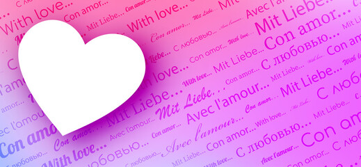 With love text pattern pink background.