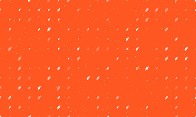 Seamless background pattern of evenly spaced white leaflet symbols of different sizes and opacity. Vector illustration on deep orange background with stars
