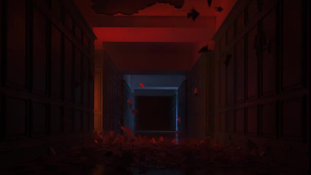 The concept of destruction, ruin, old age. The ceiling is crumbling in an old classic building. High quality FullHD footage