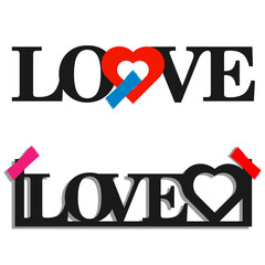 The word LOVE in various ways. Love is different design.