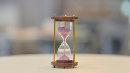 Close Up of Hourglass on Table 