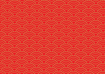 Background of Gold and Red Chinese Wave Pattern