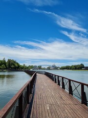 Fototapeta premium wooden bridge over the river