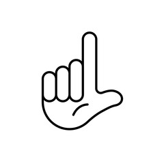 Hand gesture showing letter L,