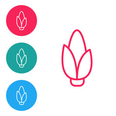 Red line Corn icon isolated on white background. Set icons in circle buttons. Vector.