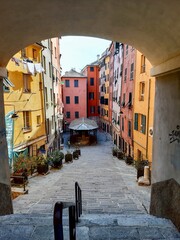 Genoa, Italy, August 10, 2020 evocative image of a typical street of the old part of the city
